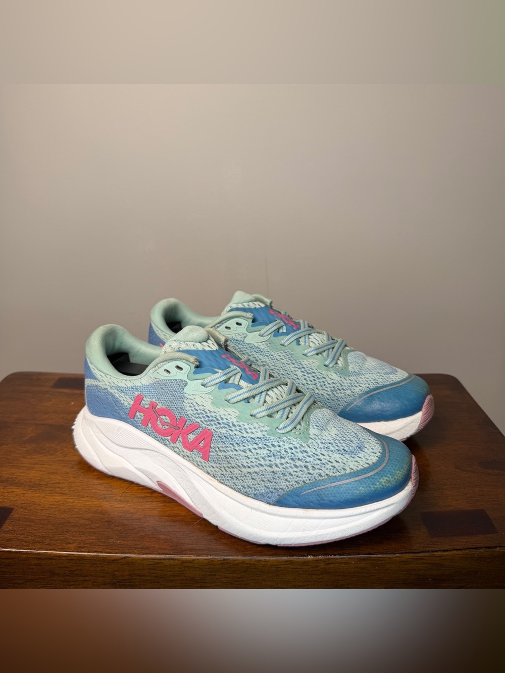 HOKA Rincon 4 Big Kids 4.5 Jadeite Alpine Blue Running Shoes 1168874 JTL